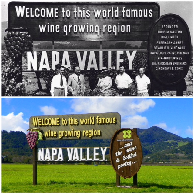 Top photo L-R: Robert Mondavi (C. Mondavi and Sons/Charles Krug), Charles Forni (Napa Cooperative Vineyard), Madame Fernande de Latour (Beaulieu Vineyard), John Daniel, Jr. (Inglenook), and Al Huntsinger (Vin-Mont/Napa Cooperative Winery). Source: “Bottled Poetry: Napa Winemaking from Prohibition to the Modern Era,” courtesy of the Napa Valley Wine Library Association/St. Helena Public Library. Bottom photo credit: palatepress.com